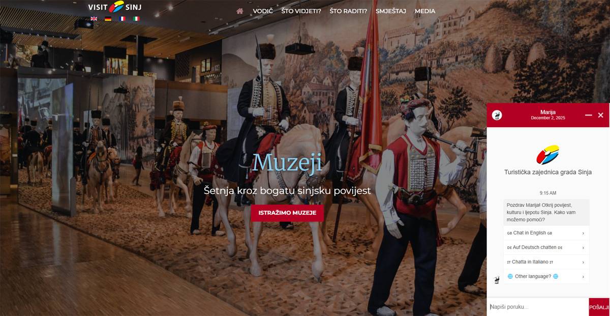 Program virtualne asistencije na mrežnim stranicama Turističke zajednice grada Sinja