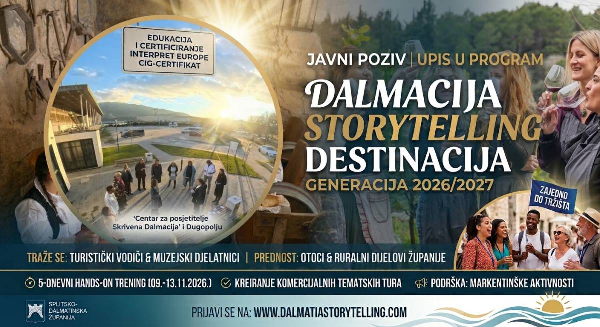Javni poziv za novu generaciju interpretatora baštine: Postanite dio programa “Dalmacija storytelling destinacija” (2026. – 2027.)